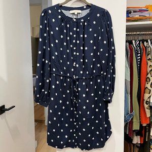 LOFT Shirt Dress - Blue/White Polka Dots | Size S